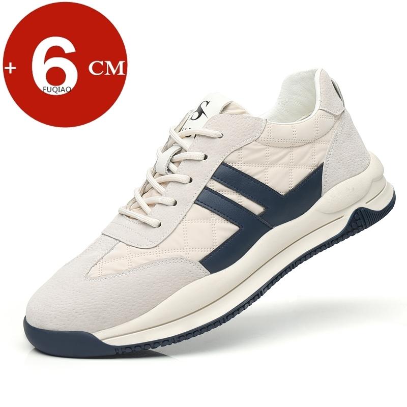 

Genuine Leather Lift Sneakers Men Height Increase Insoles 6/8cm High Quality Elevator Shoes Comfortable Breathable Casual Sports 44