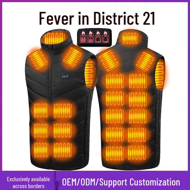 Unisex Smart Heated Vest with Temperature Control - Winter Warmth, Cotton, Plus Size