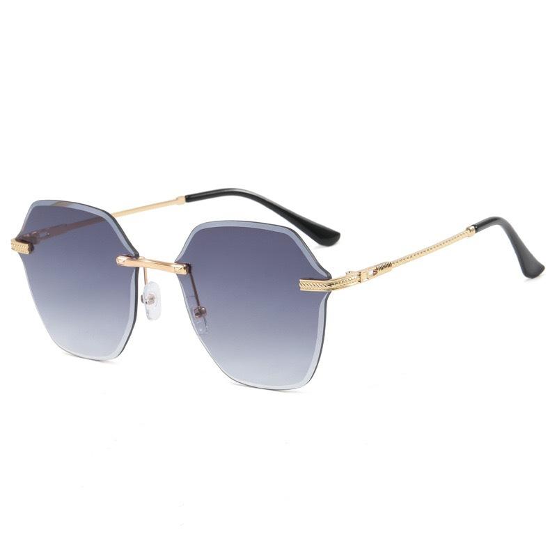 Ins Glasses Sunglasses Women'S Street Photography Frameless Trimmed Big Face Metal Sunglasses