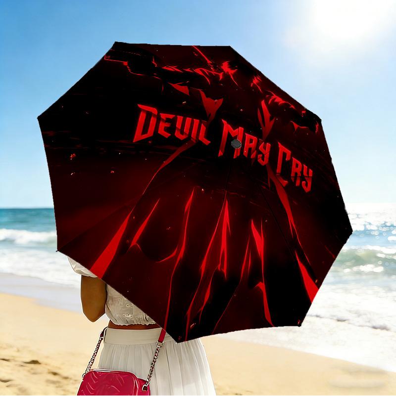 Devil May Cry 8 Ribs 3Fold Black Glue Uv Protection Umbrella Sun Protection Rainproof Compact Folding Umbrella For Travel Daily Use C923936