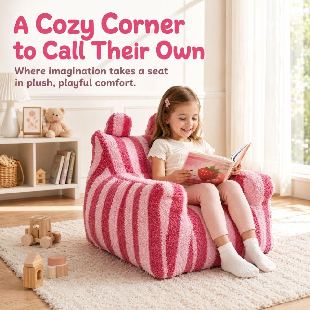 Weicher Stoff Fauler Sofa Bequemer Ergonomischer Kinder Sofa Stuhl Einfach Niedlich Flauschiger Sofa Wohnzimmer
