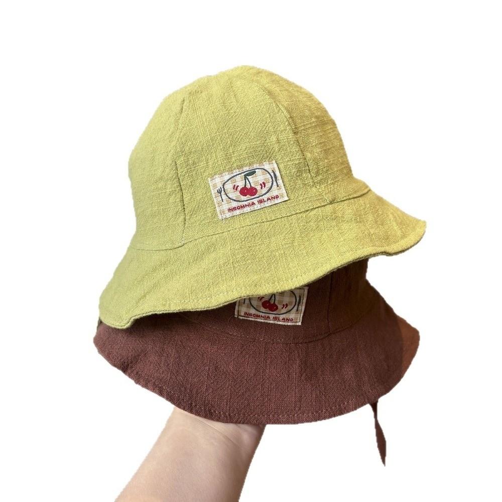 Solid Color Baby Sun Hat Soft Cotton-Linen Bucket Hat Cute Fisherman Cap Summer