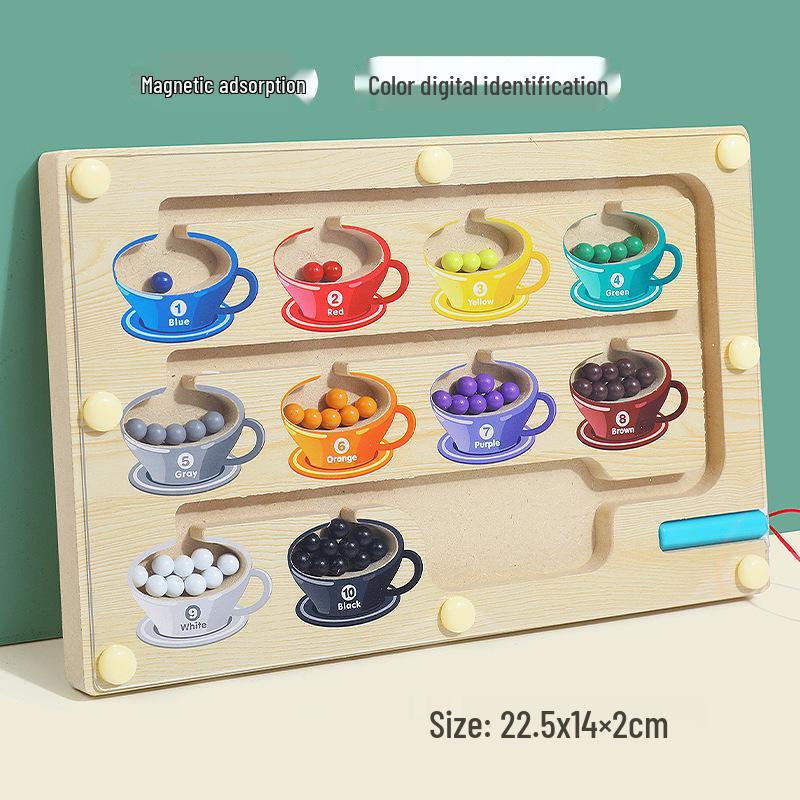 Magnetic Number Maze: Wooden Toy for Preschool Pen Control and Logical Thinking