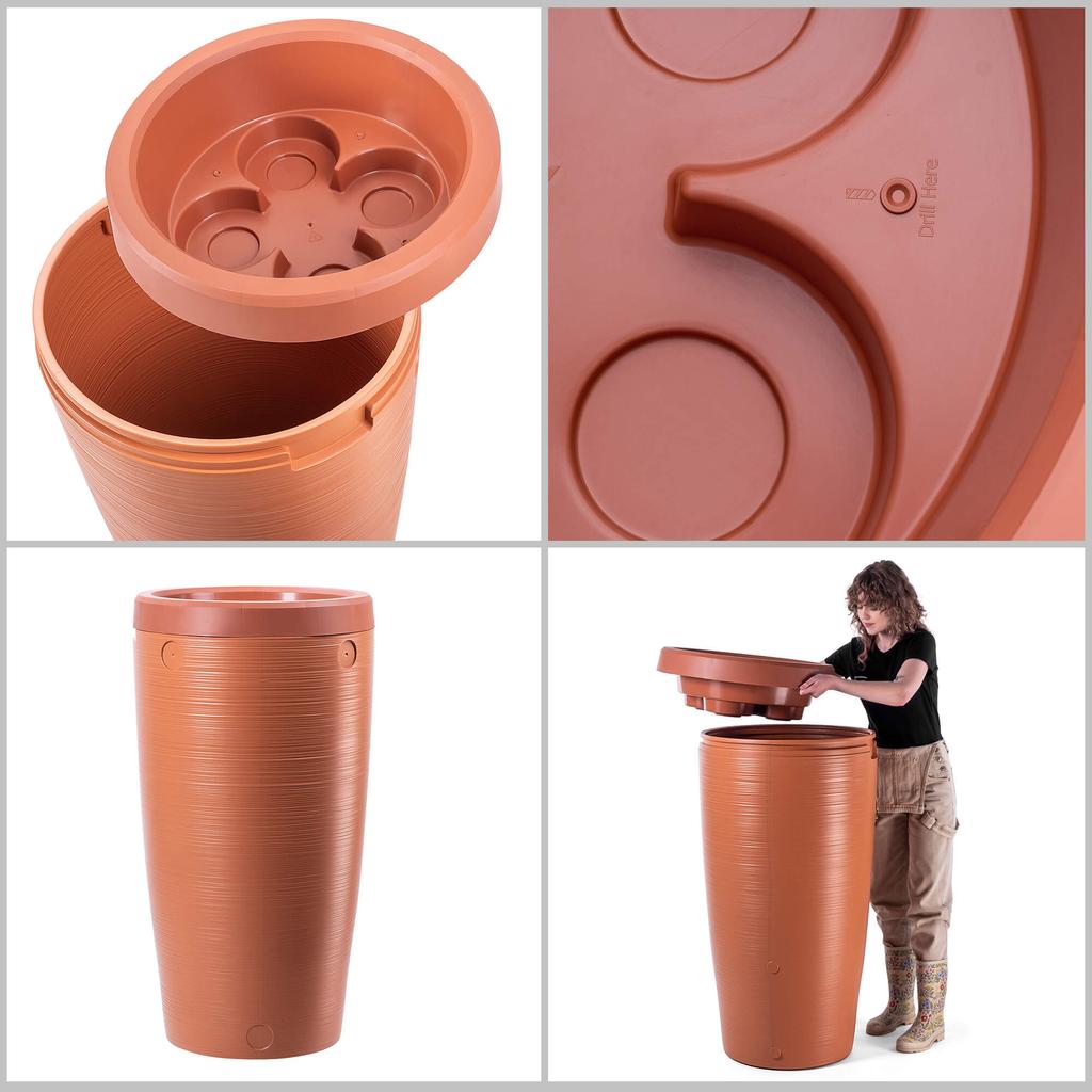 KADAX Réservoir d'Eau de Pluie 240L Avec Kit de Raccordement Terre Cuite Lisse