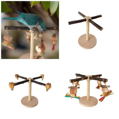 Rotating Toy for Bird Perch Wood Stand Rotating Scratchers Perch Molar Chew Toy for Parrots Parakeets Toy Bird