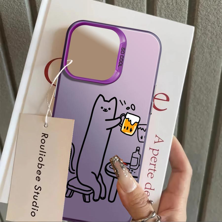 Funny Cat Clear Couple Paired Back Phone Cover Case for iPhone 17 Pro Max 16 11 14 XR XS Air 13 Pro 12 15 Plus