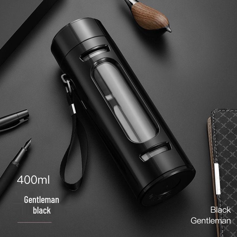Men s Double-Layer Insulated Glass Tea Cup - Anti-Drop, Large Capacity, Explosion-Proof for Brewing Tea 320ml no filter or strap