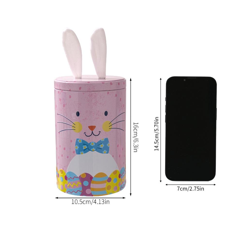 Cute Easter Bunny Tin Box Vintage Storage Gift Box Creative Iron Bucket Ornament  Party Favors