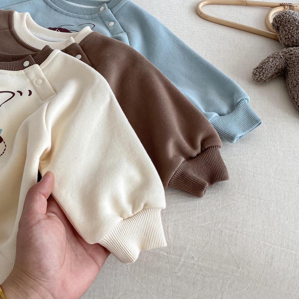 2025 Kids' Korean Style Winter Sweatshirt - Boys' Fashion Print & Girls' Cute Pullover