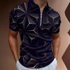 Trendy Geometric Print Short Sleeve Half-Zip Polo Shirt