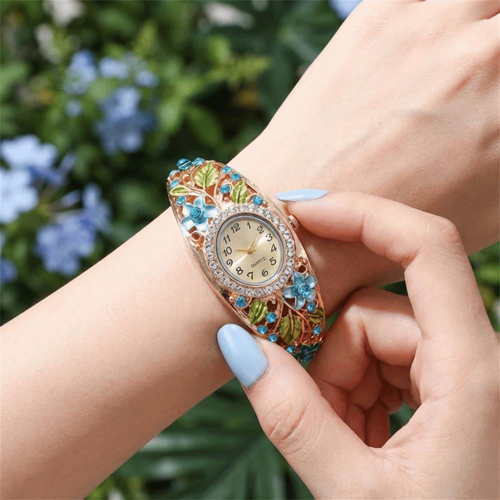 Retro Flower Butterfly Watch Quartz Movement Floral Watch Set  Evening Party