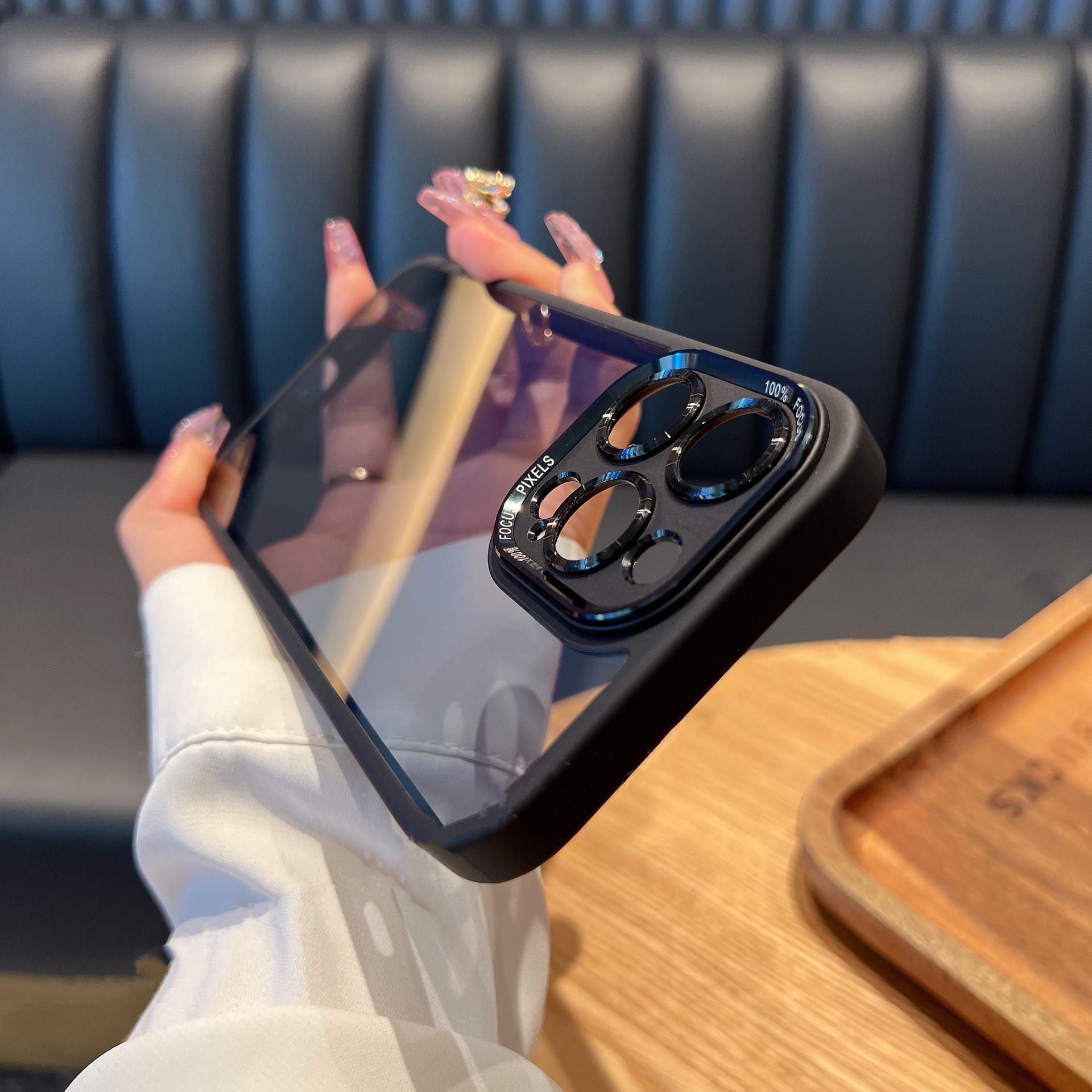 

Чехол Hawkeye Black Transparent для iPhone 14 Pro Max с полностью металлическими кнопками 13 Pro Max