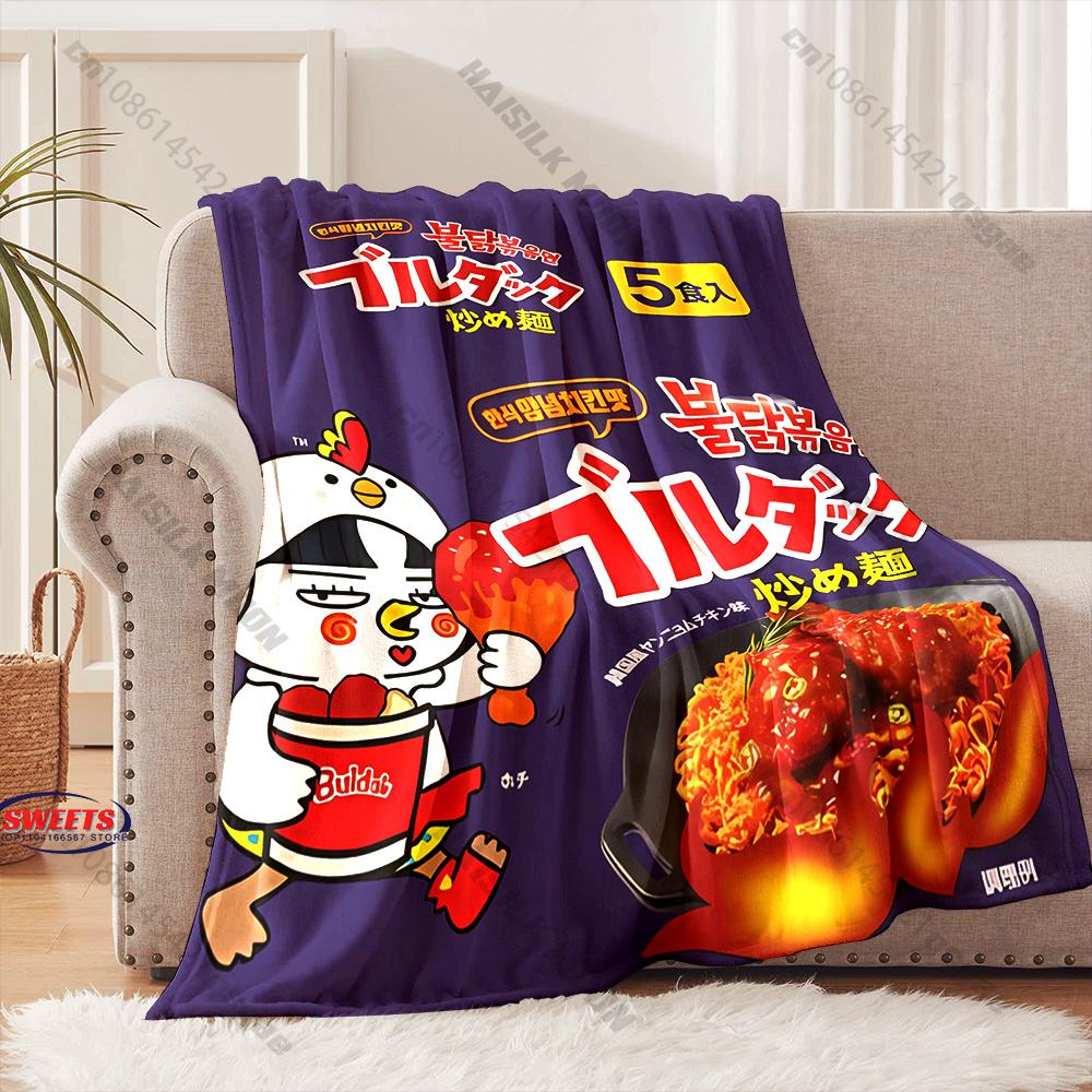 16 Styles Spicy Chicken Noodles Instant Noodles Print Blanket Fun Holiday Gift for Family Friends Home Sofa All Seasons Blanket