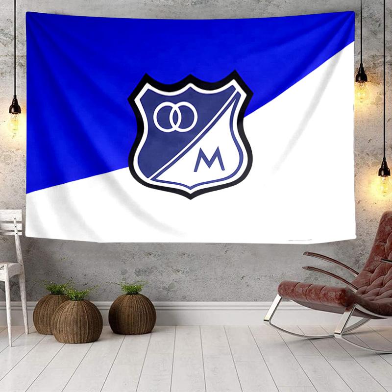 Blue And White Shield Millonarios Tapestry, Unique Design Tapestry, Wall Decor for Bedroom,Livingroom, Playroom,Heartwarming Fan Holiday Gifts