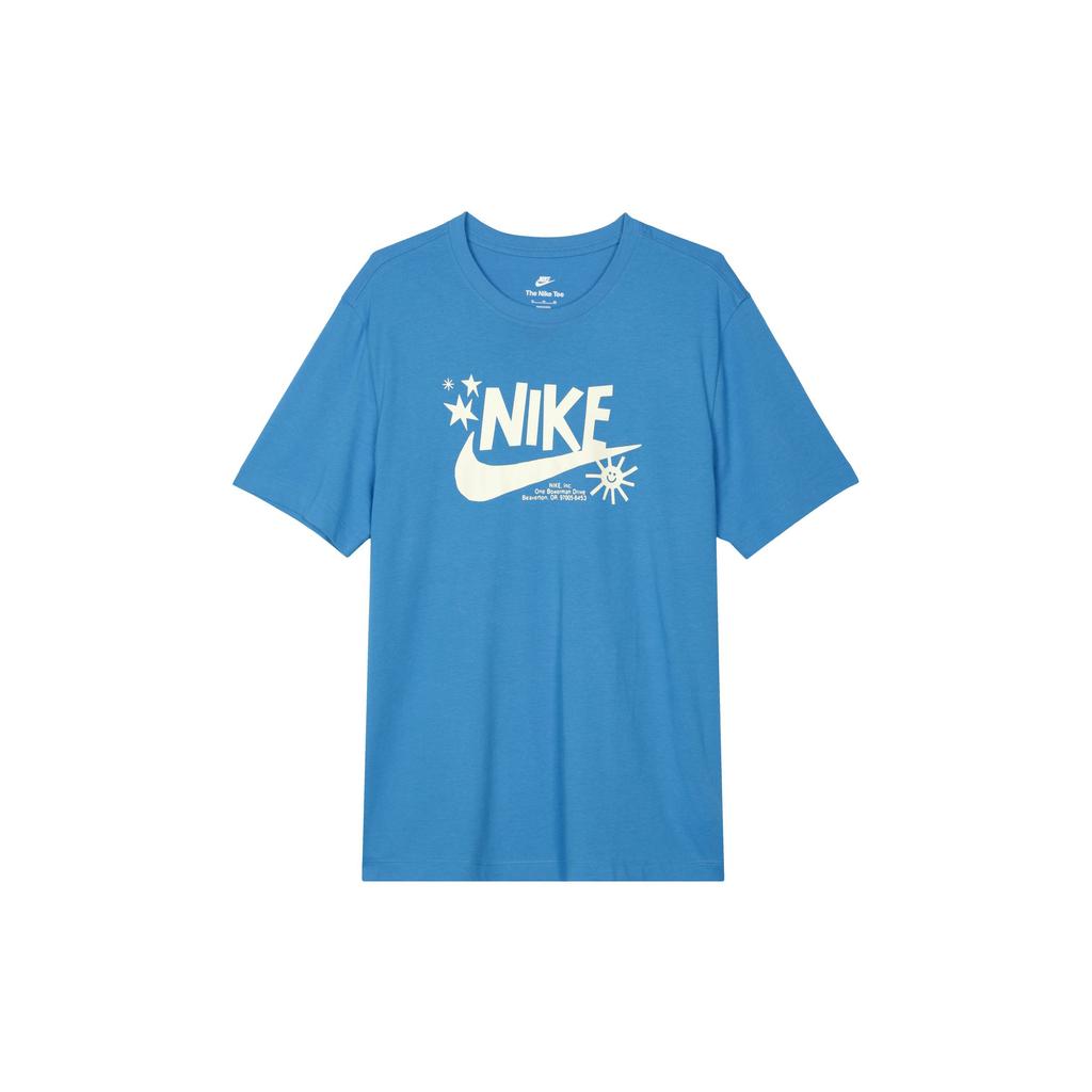 Nike Tricou Sport cu Gât Rotund și Imprimeu Logo pentru Bărbați, Topuri Albastre DR7808-435