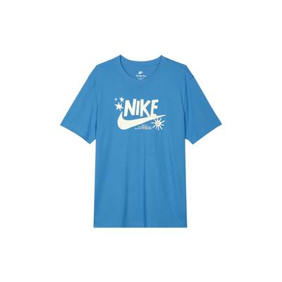 Logo Print Crew Neck Sports T-Shirt Men Tops Blue DR7808-435