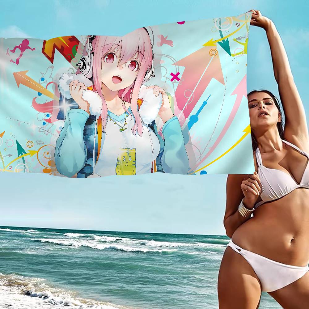 Super Sonico Manga Anime Big Microfiber Beach Towels Quick Dry Towel Sand Beach Towels Pool Towel for Travel Swim Pool Yoga