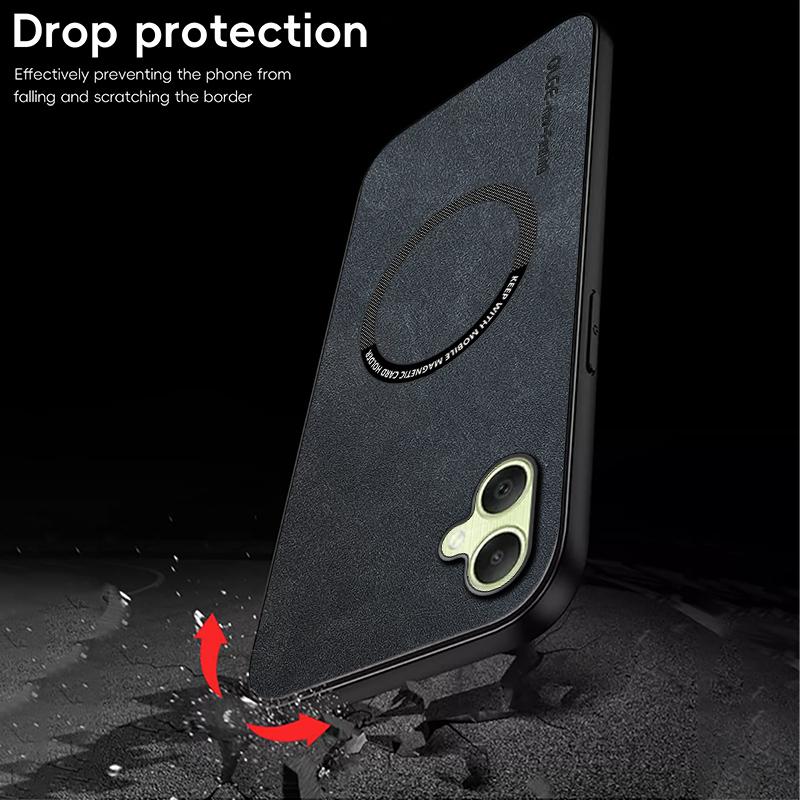 Classic Retro Leather Soft Case for IPhone 17 Air 16e 16 15 14 13 12 11 Pro Max Plus Magnetic Wireless Charging Back Matte Cover