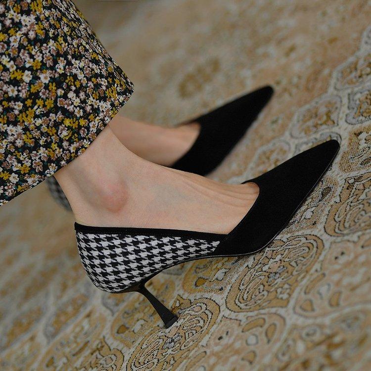 

Элегантно! Туфли Xiaoxiangfeng с острыми каблуками женские тонкие каблуки весна и осень 2024 года с неглубоким ртом нишевая французская одинарная обувь маленькие каблуки 39