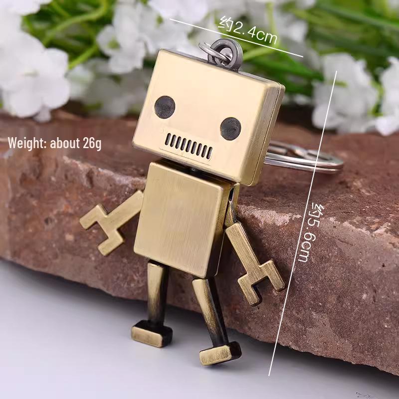 Retro Metal Robot Car Keychain - Men’s Gift & Student Backpack Pendant