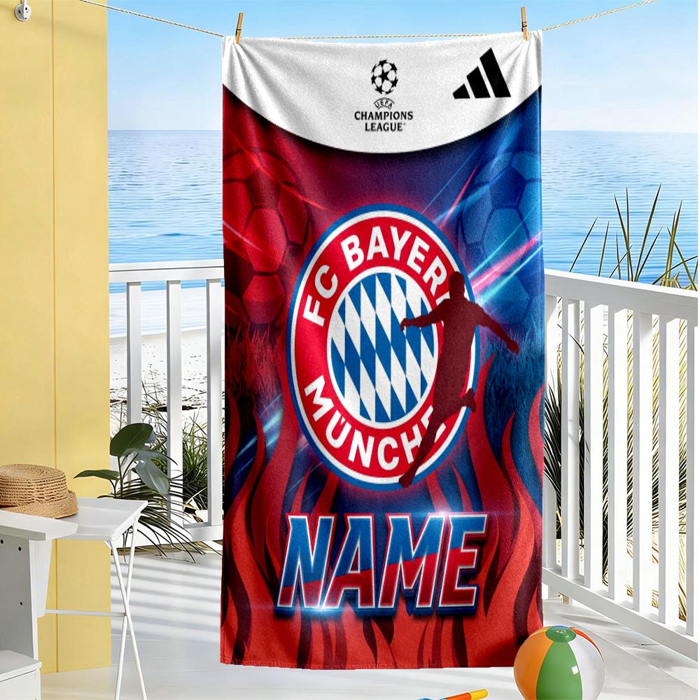 Bayer Munich Soccer Fan Customize Text Beach Towel High Absorbency & Quick-Dry Perfect for Traveling Yoga Camping and Swimming