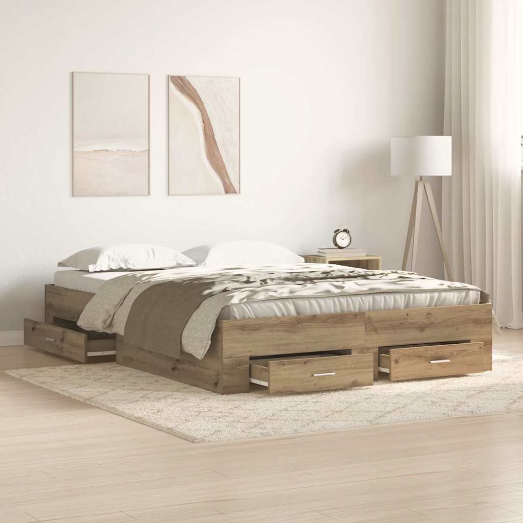 Artisan Oak Bed Frame 135 x 190 cm Wood Based Material