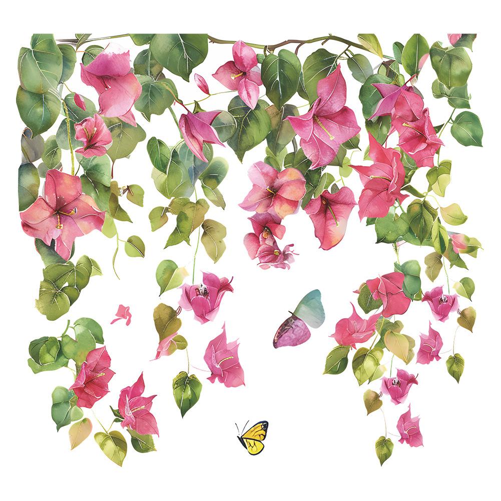 Self-adhesive Toilet Sticker Flower Painting Floral Wall Decals Bathroom Decor Removable Home DIY Sticker Decorative Wall Decals
