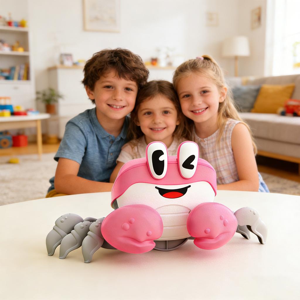 Електрична іграшка-краб для втечі, щоб малюки повзали, ходили та уникали перешкод. Іграшка зі звуком та світлом.