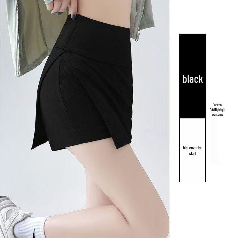 

Women s Gray Slit Hip-Hugging A-Line Skirt Pants - Summer Spicy Style L 105-120 lbs