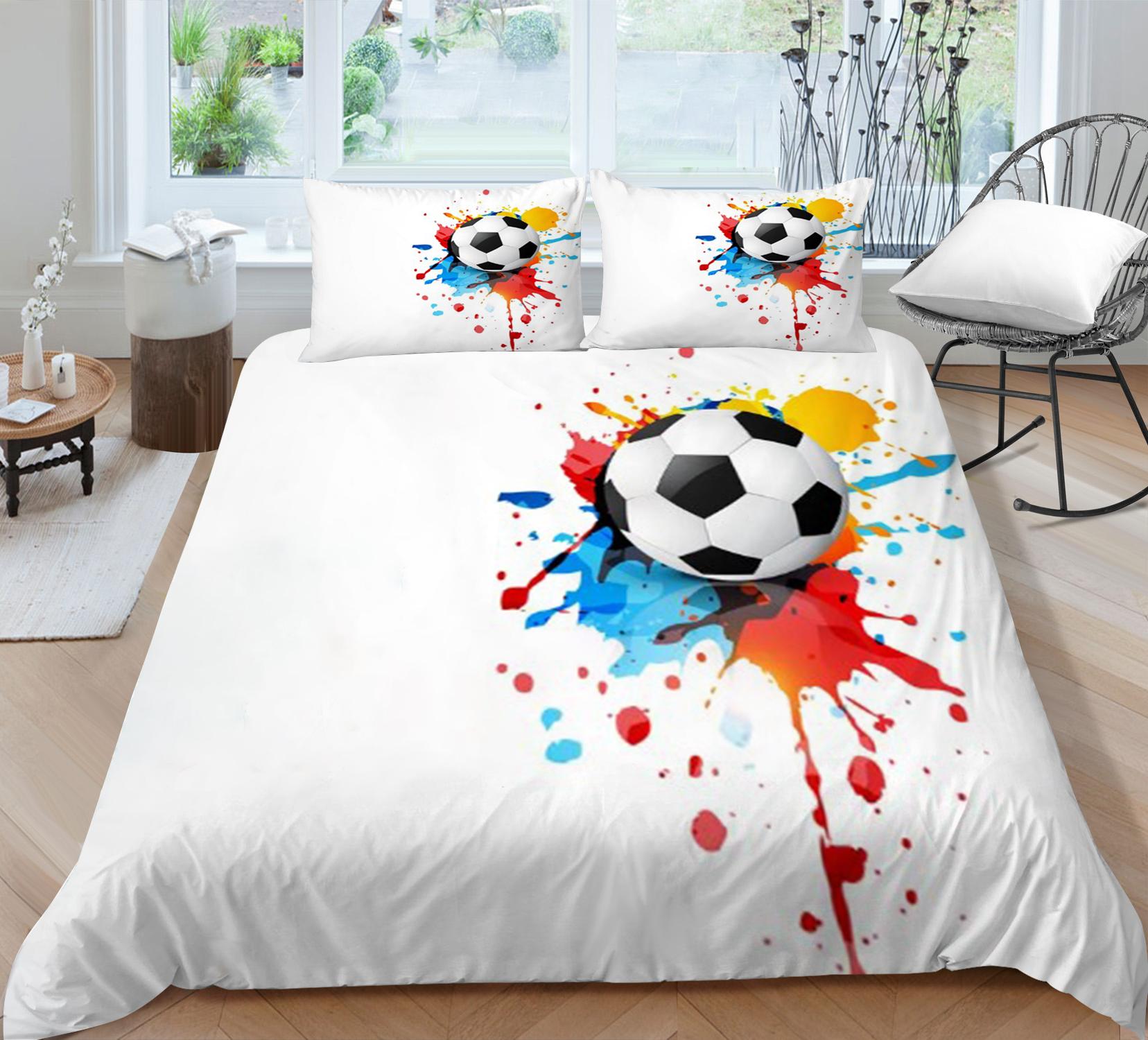 

Новая кровать с 3D футбольным принтом, дышащий комплект постельного белья, пододеяльник, мягкий для девочек и мальчиков, домашнее постельное белье для взрослых, покрывала Single 135x200cm