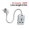 Schuko Plug Power Strip 3-Outlet 7-Hole German Standard Outlet Socket Home Electronics Extension Cord 0.3/0.5/1/2/3M