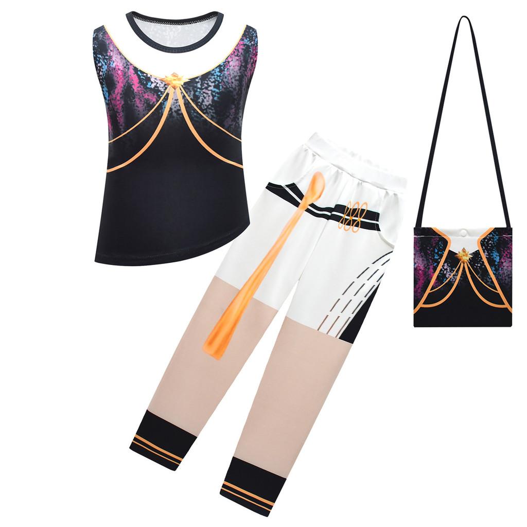 Kinder Mädchen Anime Cartoon POP Sängerin Super Star Bedruckte Weste Jacke Hose Kleidung Set Outfit Halloween Cosplay Kostüme