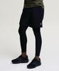 Leijibi [2Pack] Compact Light 2-In-1 Water Leggings Rash Guard Shorts Layered Long Pants W (Type B)
