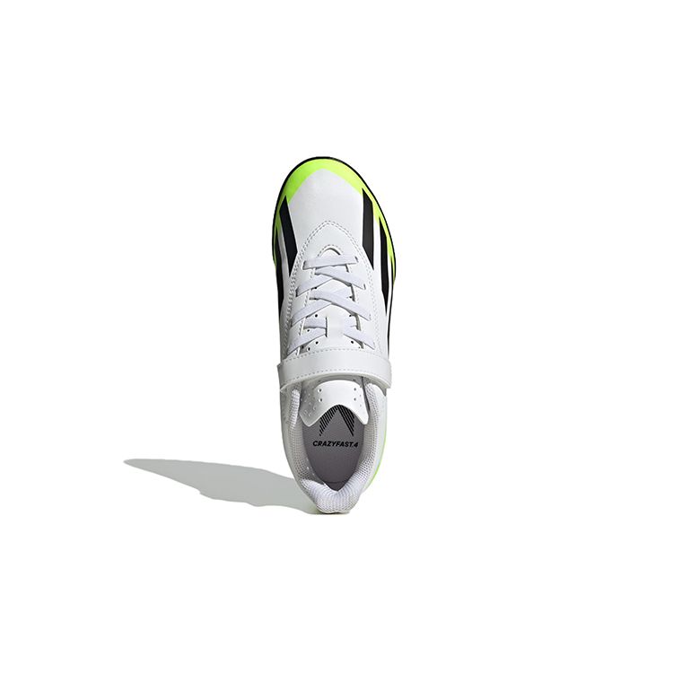 Adidas X Crazyfast.4 Hook-And-Loop Artificial Turf Non-Slip Low-Top Soccer Shoes Kids Soccer Shoes White Yellow Black IE1592