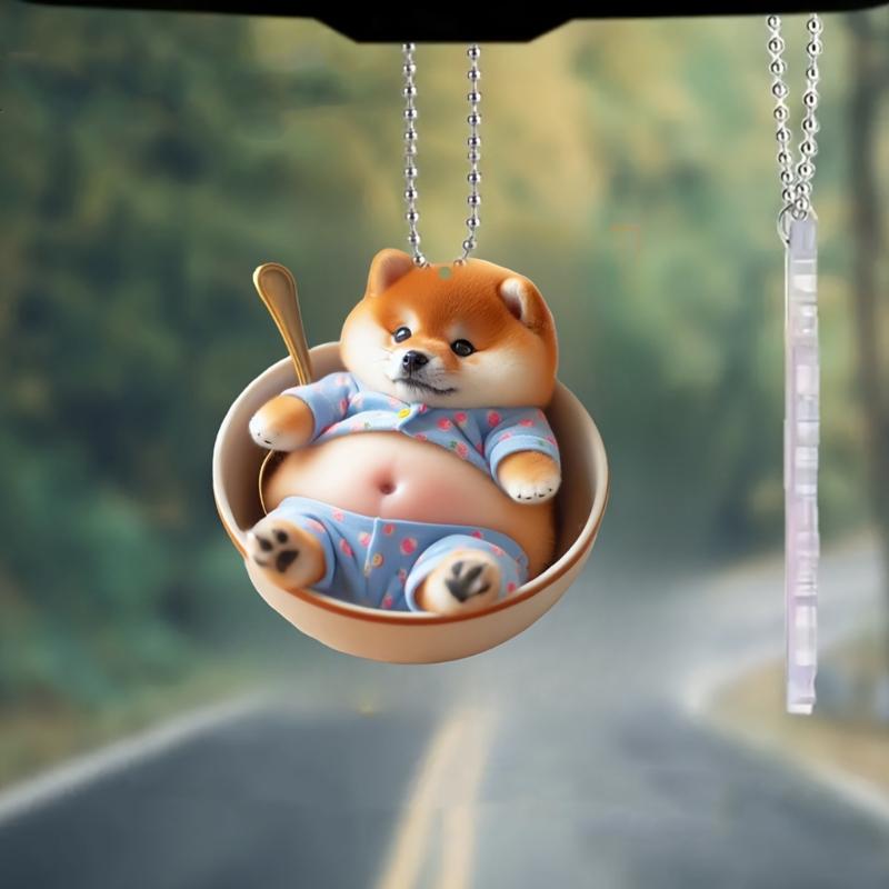 Feline/Canine Car Decors Acrylic Hanging Charm Easy Install Interior Styling Accessory Auto Interior Ornament for Vehicle