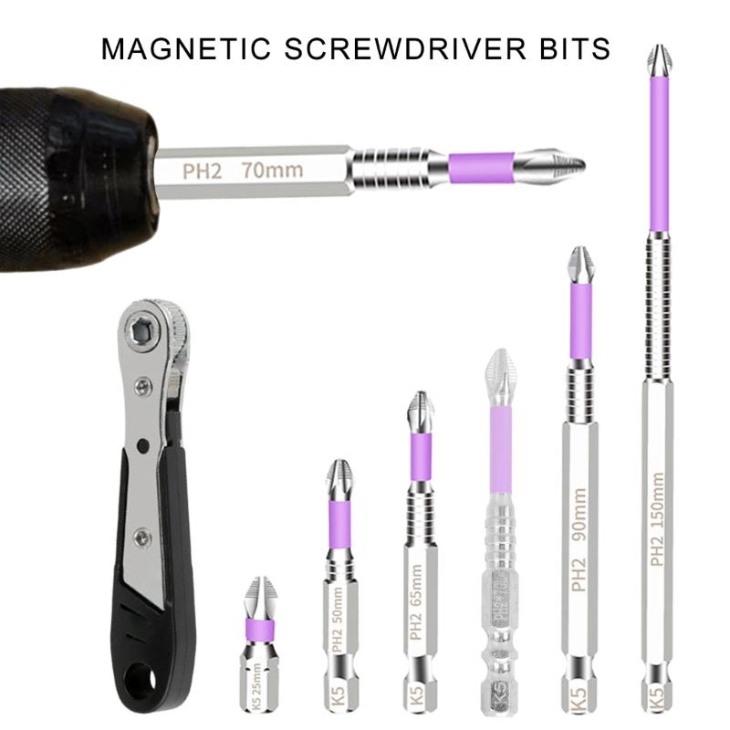High Torque Chrome Plated Antislip Impacts Crosshead Screwdriver Bits Set, Magnetic Drill Heads Suitable for Power Tool