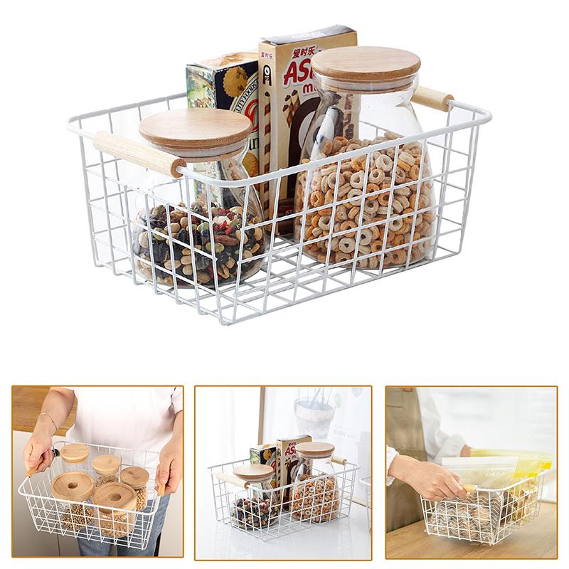 Ins Wind Wrought Iron Storage Basket Japanese Desktop Storage Basket Bathroom Simple Storage Basket Kitchen Storage Box Desk Organizer