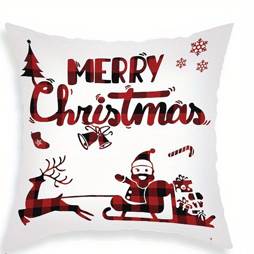 

Festive Christmas and New Year Pillowcases: Merry and Bright Designs Sofa room cushion cover home decoration new year gift 16x16Inch