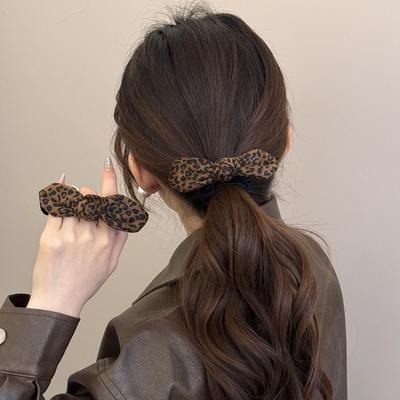Fashionable Leopard Print, Retro Leopard Print Rabbit Ear Hairband Hair Tie for Ponytail Elastic Hair Accessory
