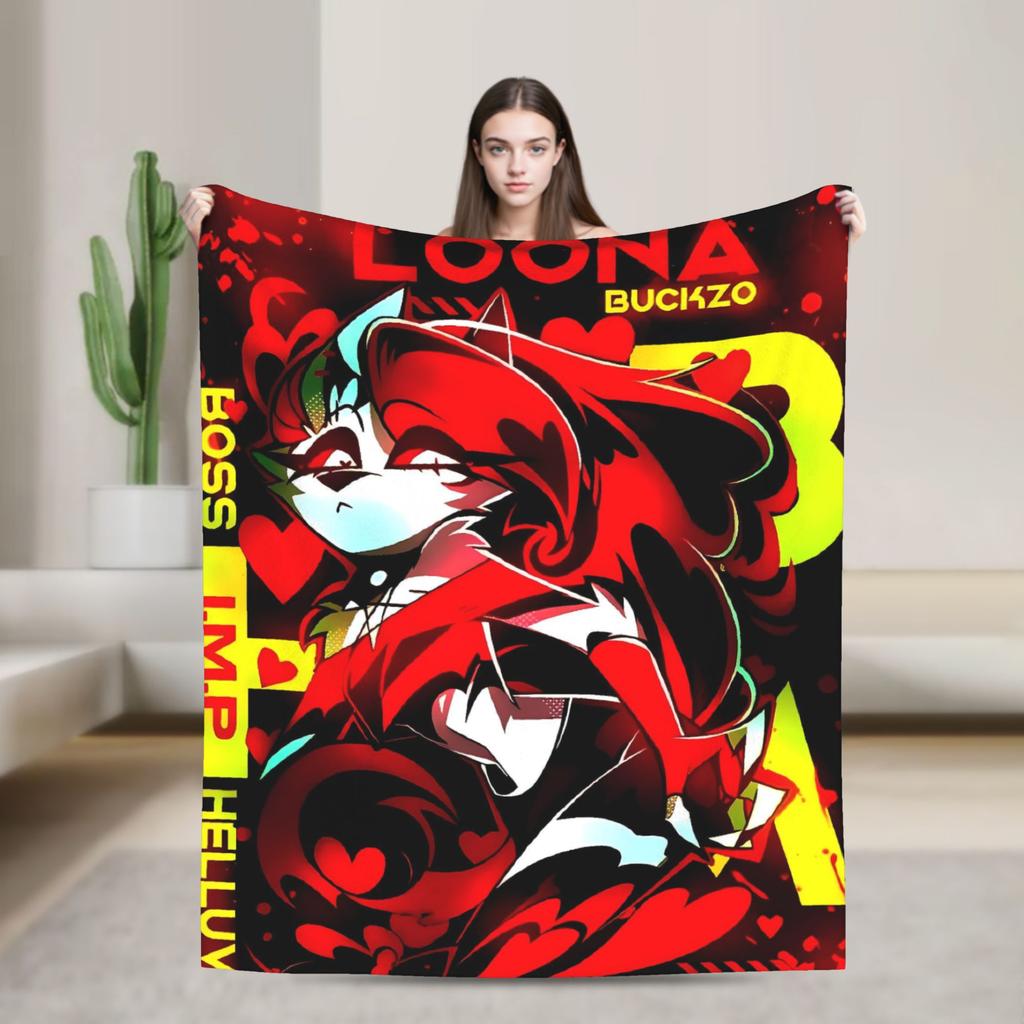 Soft Warm Blanket Decorative Helluva Boss Loona Throw Blanket  Flannel Bedspread For Outdoor Aesthetic Sofa Bed Cover