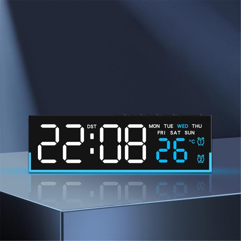 Digital Alarm Clock for Bedroom Desk Clock for Living Room Bedroom with Large Number,Dimmer,Loud Alarm Temperature