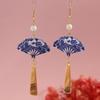 Elegant Chinese Style Qipao Fan Tassel Earrings