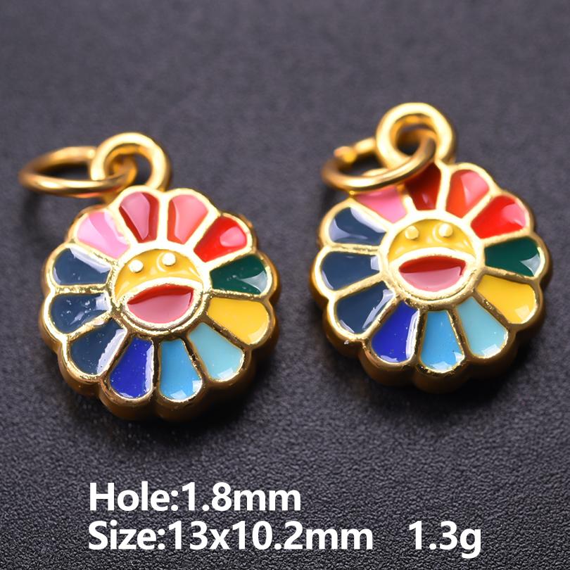 Vintage Ethnisch Chinesisch Goldfarbe 5 Stück Emaille Lotusblume Anhänger Für Schmuckherstellung Zubehör Schmetterling Sonnenblume Herz Anhänger