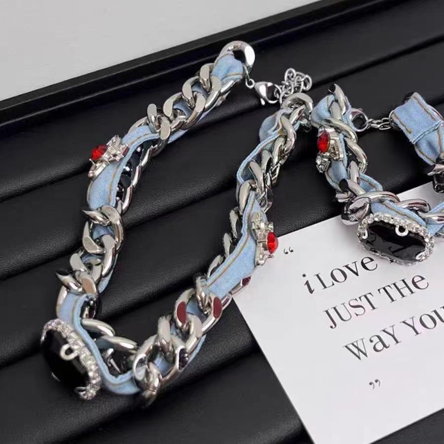 Y2k Hot Ruby Element Necklace Womens Fashionable Geometric Jewelry Chain