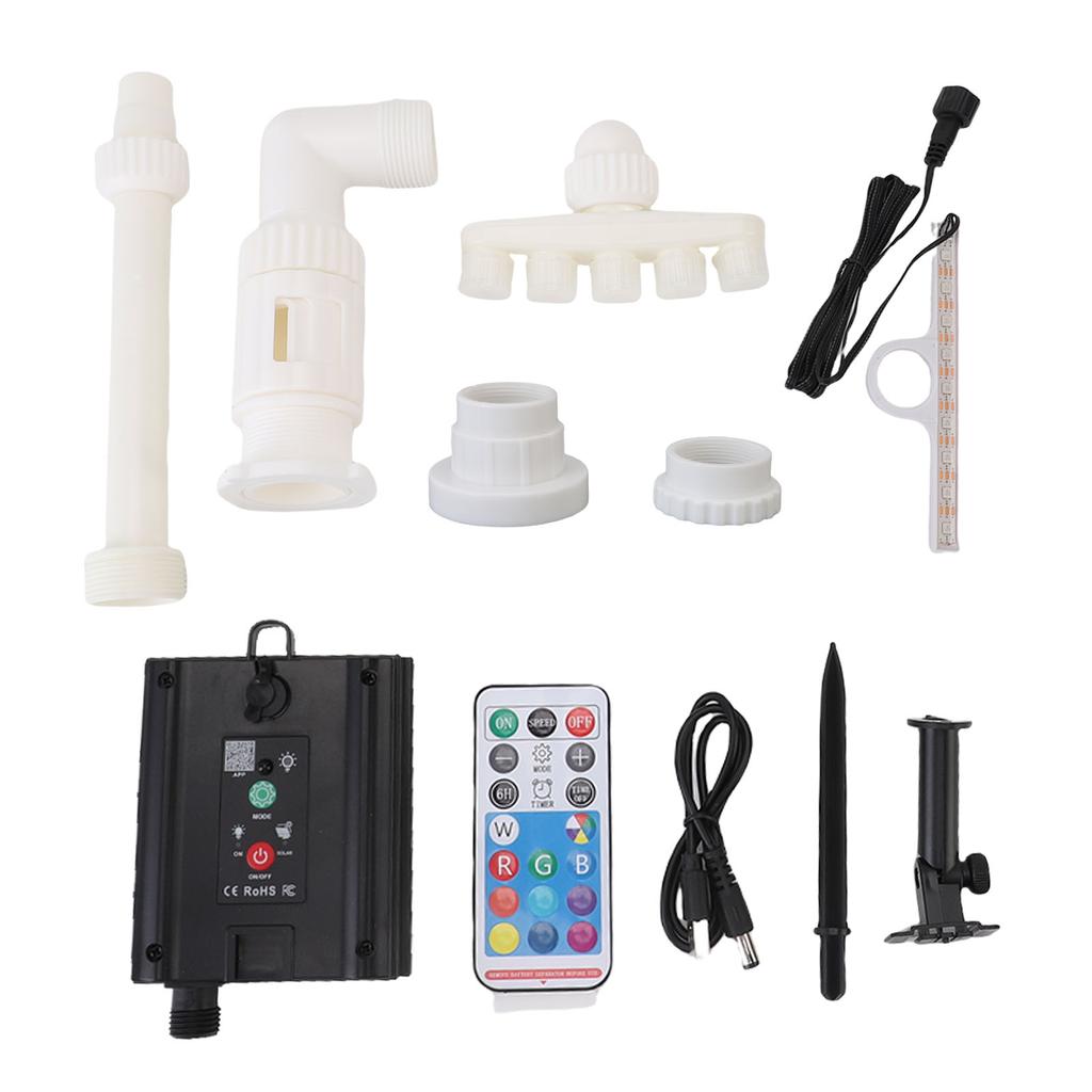 Pool Fountain Solar Powered LED RGB Colorful Pool Sprinkler with Remote Control APP for Underground Pond