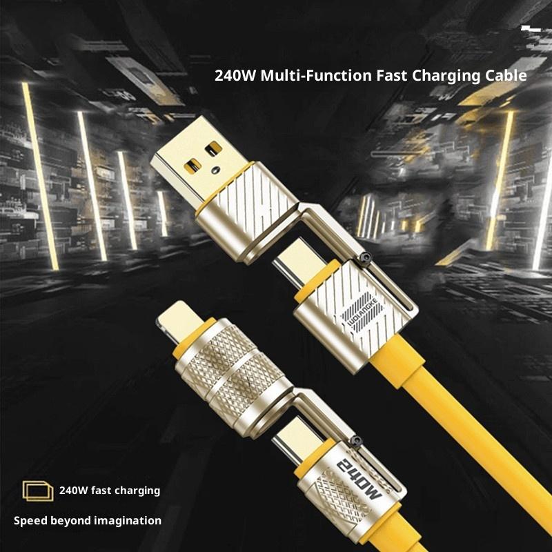240W 4-In-1 Fast Charging Data Cable Type-C To Type-C Zinc Alloy Cable For Phone Fast Charging Data Cable