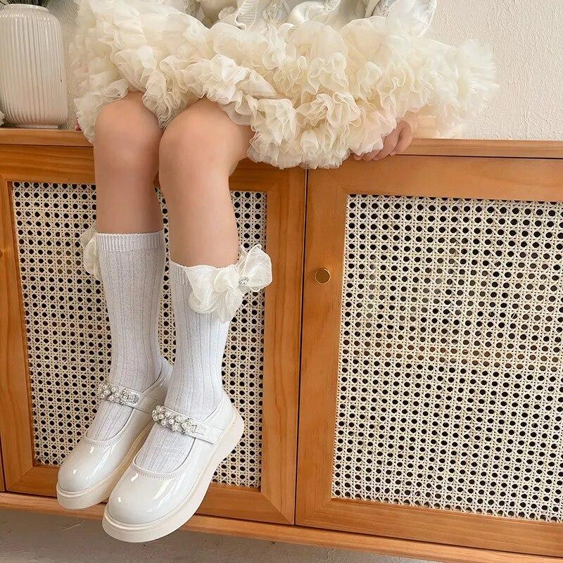 Süße Prinzessin Kinder Mädchen Socke Retro Europäischen Stil Bowknot Waden Socke für Kind Mädchen Frühling Herbst Baumwolle Kleinkind Kniehohe socken