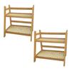 2-Tier Storage Shelf Rustic Wooden Desktop Stand Display Rack Trapezoidal Storage Organizer