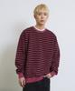 ADERNM Pigment Dyed Stripe Line Sweatshirt (Burgundy)