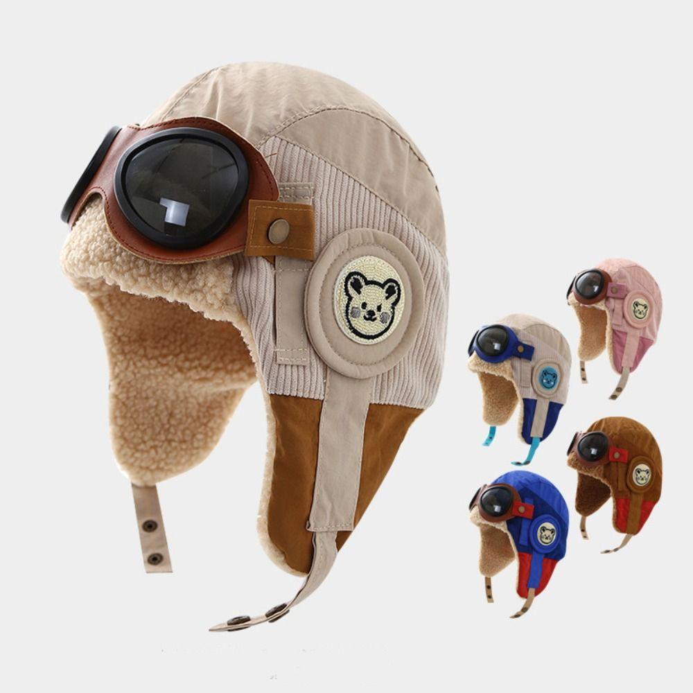 Cute Kids Earflap Hat Soft Lei Feng Hat Ear Protection Children's Plush Pilot Hat Girls